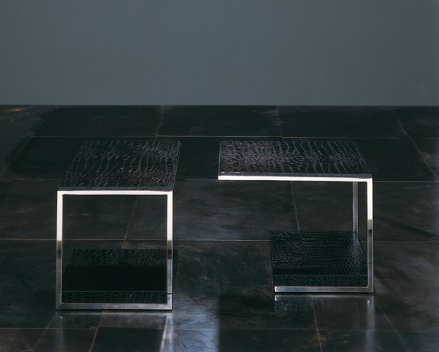 Bedside table with leather upholstery Titti, Rugiano