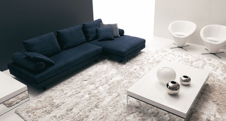 Sectional sofa upholstered in leather or fabric, Veliero, Bosal