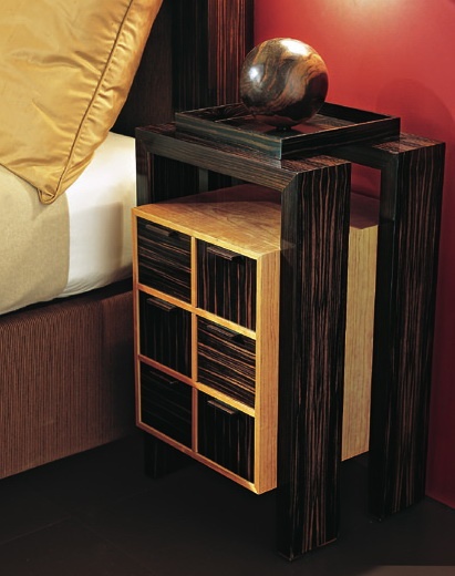 Bedside table made of solid cherry and ebony H1326, Annibale Colombo