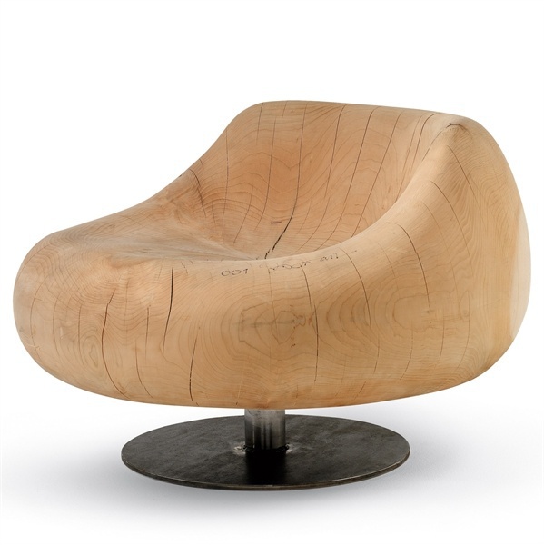 Chair rotating on a steel base, wood cedar Tahiti, Riva 1920
