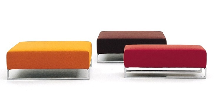 Stool aluminum frame upholstered in leather or fabric Solo I, B&B Italia