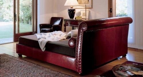 Bed solid wood leather Alfred, Baxter