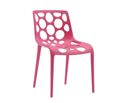 The Hero chair is a stackable, plastic, Calligaris 