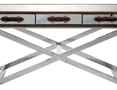 Table with metal legs, Da Gama Campaign Console Table - Andrew Martin