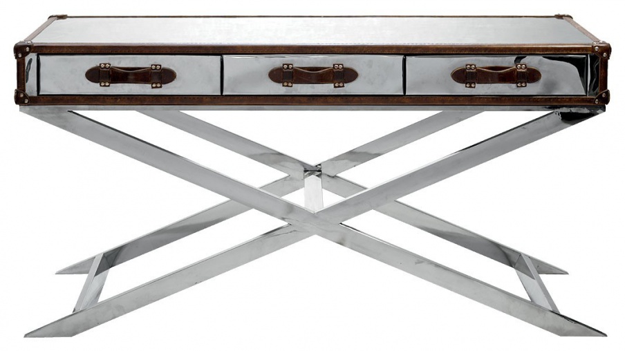 Table with metal legs, Da Gama Campaign Console Table - Andrew Martin