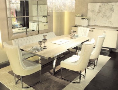 Dining table with leather upholstery Bayron– Rugiano