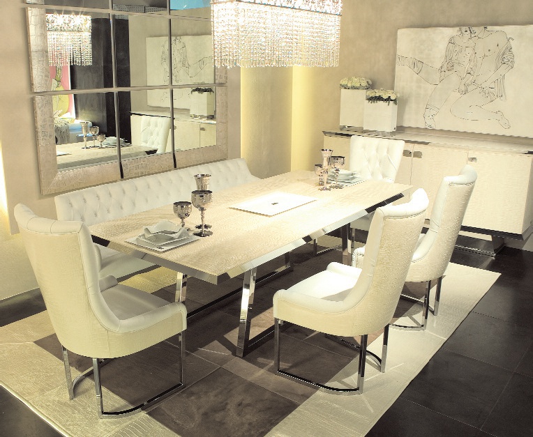 Dining table with leather upholstery Bayron– Rugiano