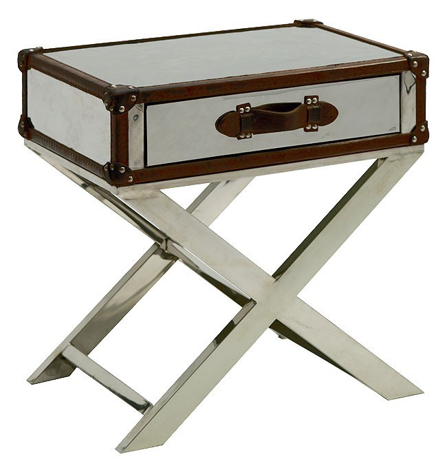 Table with square table top, Da Gama Campaign Side Table - Andrew Martin 