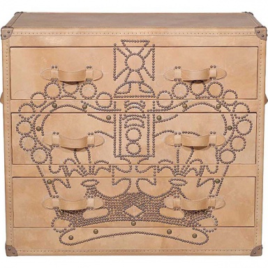 A chest of drawers Crown Studded Parchment Howard Chest of Drawers