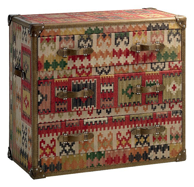 The leather-covered drawers Howard Kilim Chest of Drawers - Andrew Martin