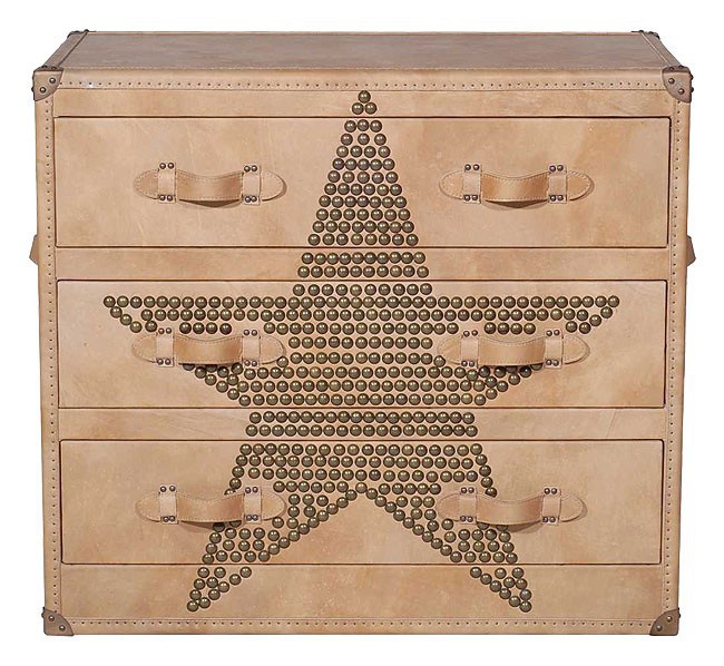 Chest with leather handles, Star Studded Parchment Howard Chest of Drawers - Andrew Martin