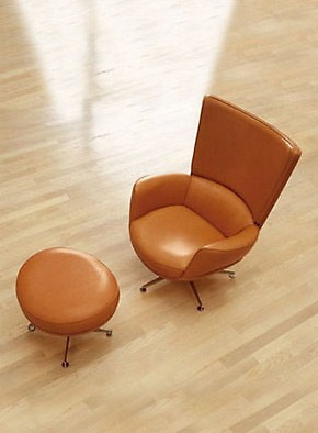 Ottoman on metal base Buenavista padded stool, Mascheroni