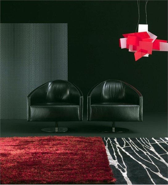 Chair swivel upholstered in leather or fabric Glob, Mimo