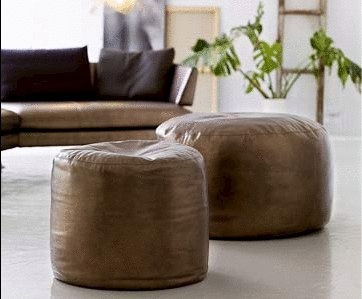 Ottoman round leather upholstered DY.KO., Mimo