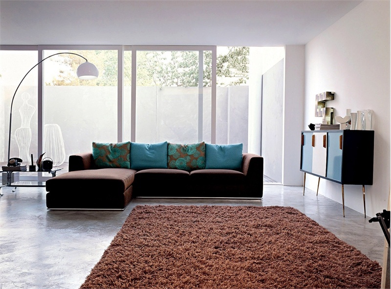 Modular sofa upholstered in leather or fabric Fifty, Mimo