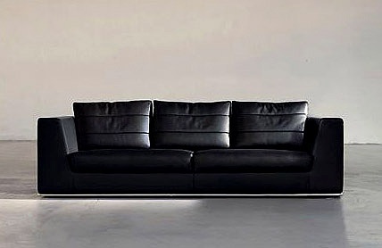 Sofa wooden frame upholstered in leather Remix, Mimo