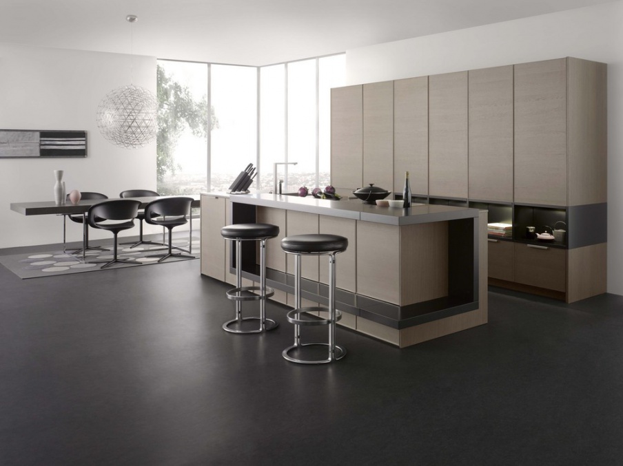 Set for the kitchen with a Breakfast bar, Leicht Kuechen AG