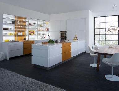 Kitchen (kitchen set) made of solid wood and metal, Leicht Kuechen AG