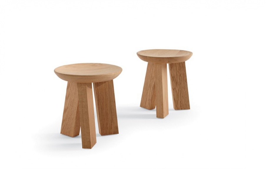Stool natural wooden Ludo, Riva 1920