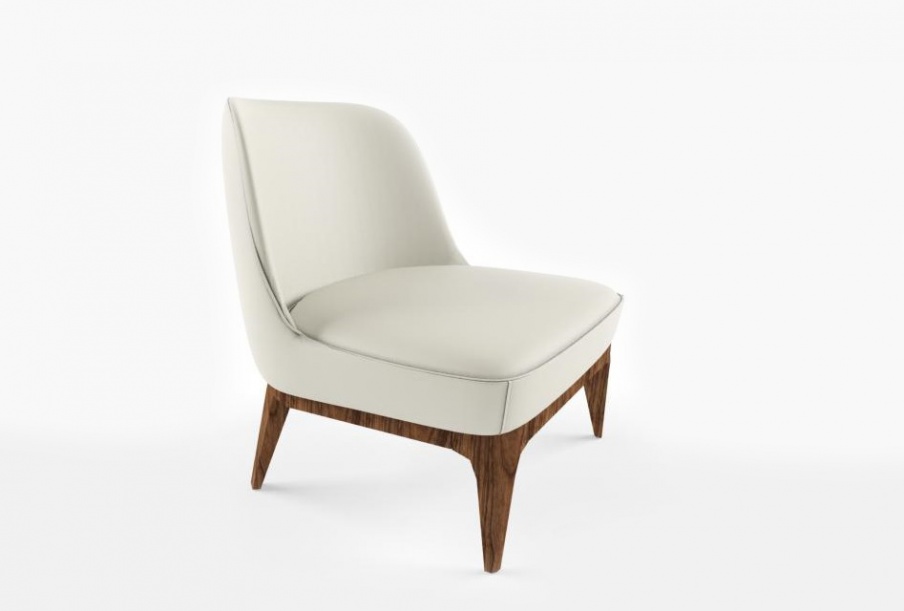 Chair without armrests in leather upholstery Dory, Ulivi