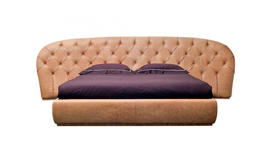 Double bed with high upholstered headboard Milady, Ulivi