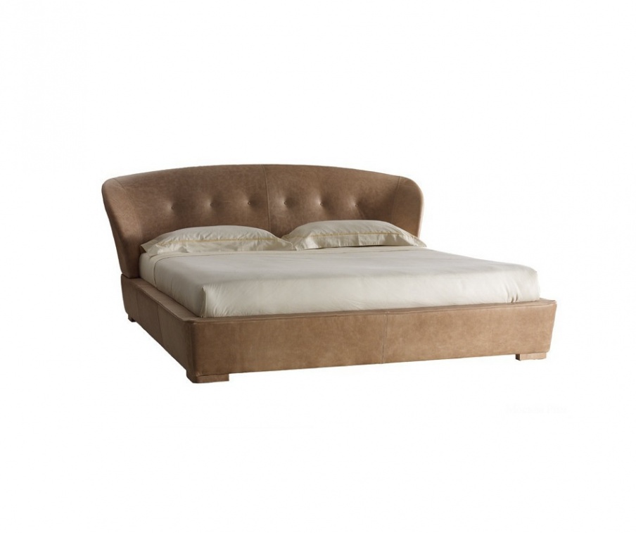 Bed double in leather upholstery Sally, Ulivi