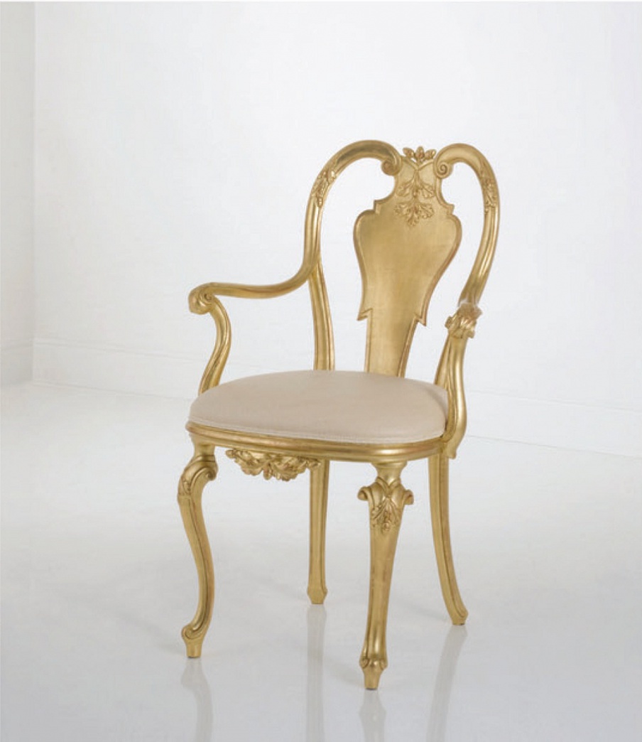Chair with high back made of solid wood, Chelini 