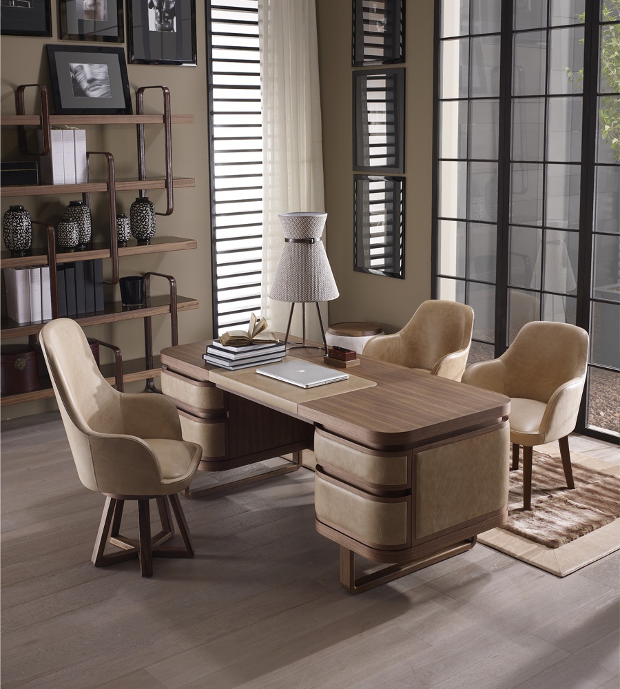 Desk of wood in the leather World Luxury , Ulivi