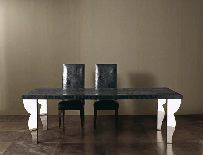 Dining table with leather upholstery Doki – Rugiano