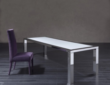 Dining table with inset leather on the top Narciso, Rugiano