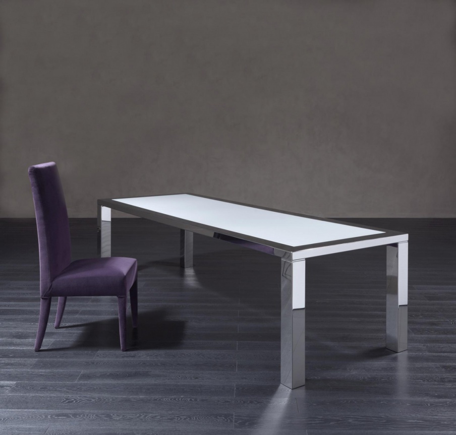 Dining table with inset leather on the top Narciso, Rugiano