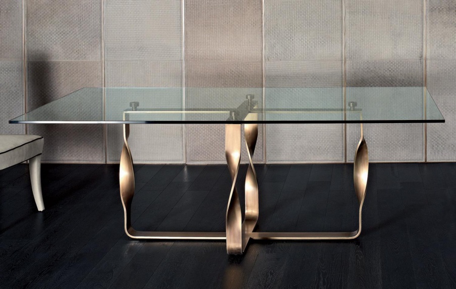 Dining table with top glass Nokido, Rugiano