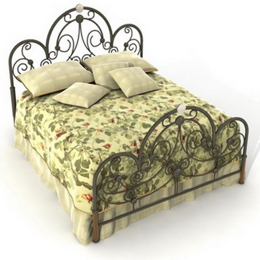 Bed with wrought iron headboard, Oldengland - Barbara Barry