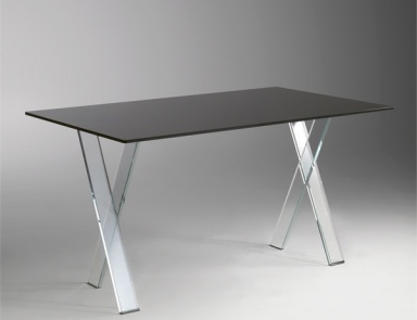 Writing table on X-shaped legs of extraprostatic glass, Mister X Desk - Reflex Angelo