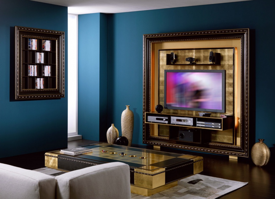 The panel under the TV and The Frame Home Cinema, Vismara