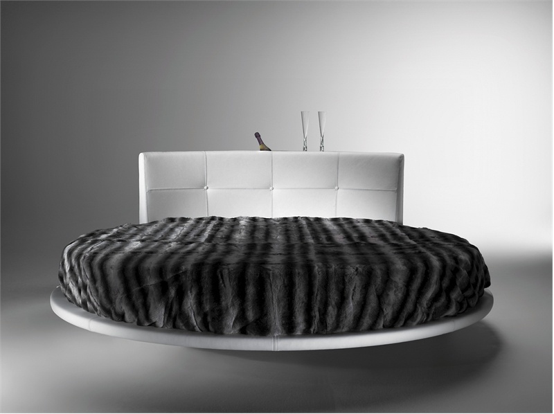 Round bed in leather upholstery, Cristal - Reflex Angelo