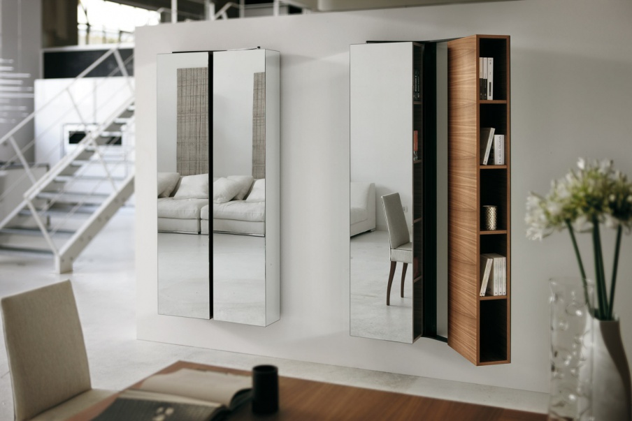 The Libra mirror built-in wardrobe made of solid wood, Porada