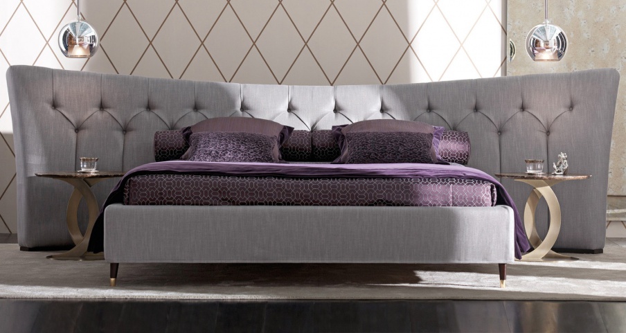 Bed with upholstered headboard Butterfly, Opera, Contemporary