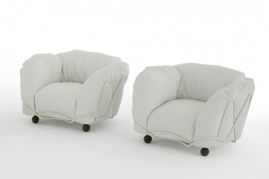 The soft armchair with armrests poltrona Corbeille, Edra