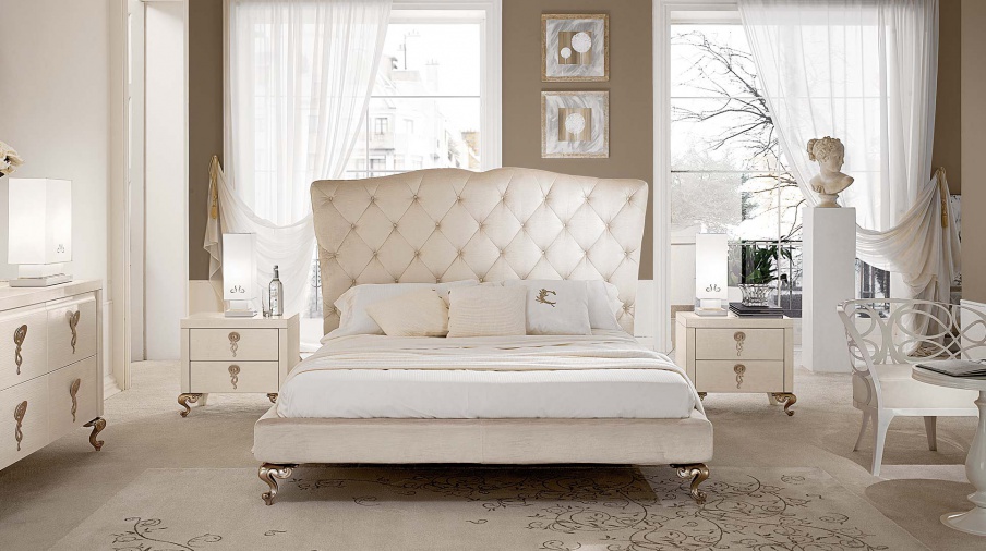 Double bed with high headboard George alto, Cantori