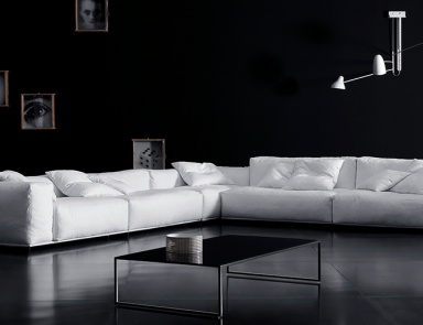 Corner sofa in leather upholstery Delano, Pianca