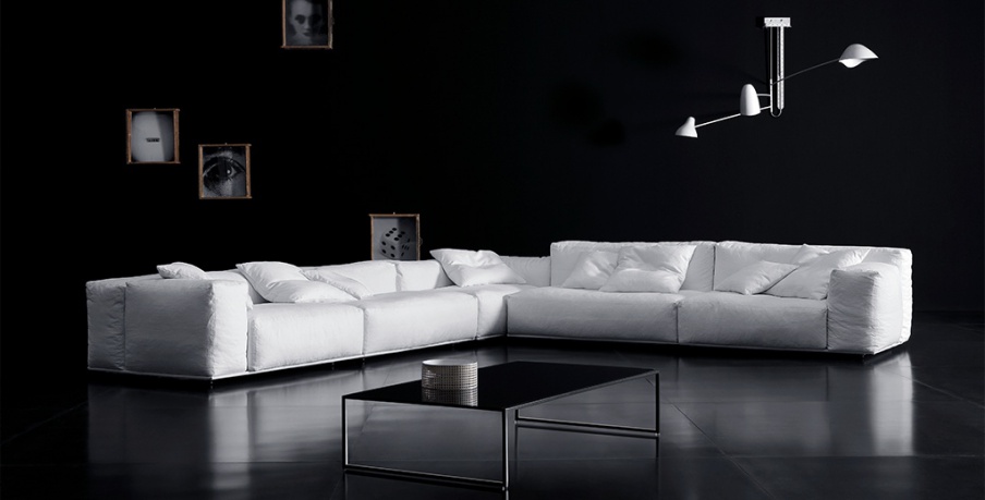 Corner sofa in leather upholstery Delano, Pianca