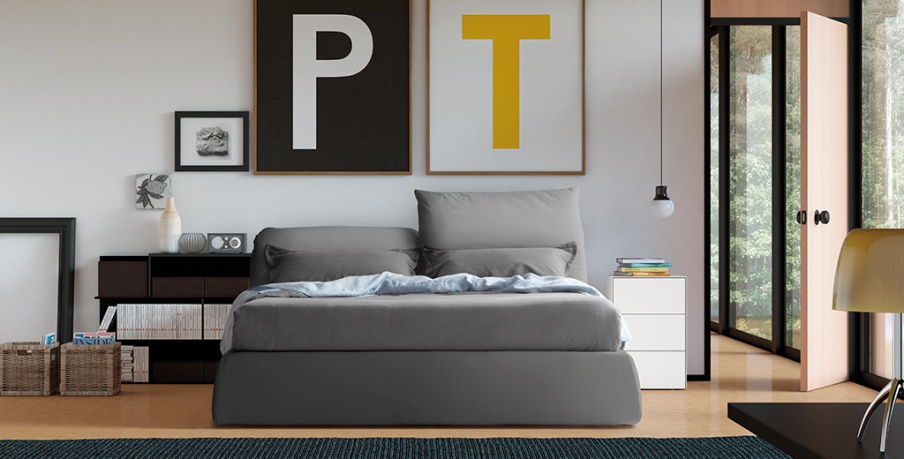 Double bed with high headboard Oriente, Pianca