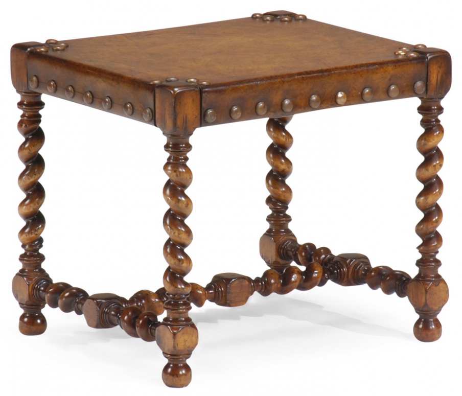 Stool bench footstool with leather upholstery Tudor, Jonathan Charles