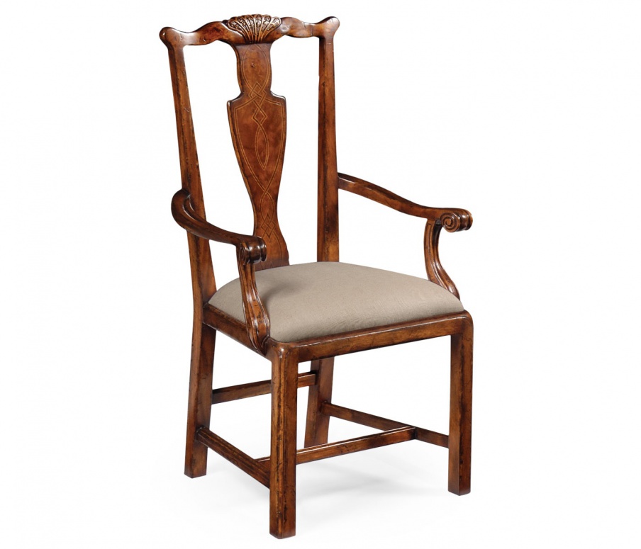 Chair with armrests and straight legs Chippendale country, Jonathan