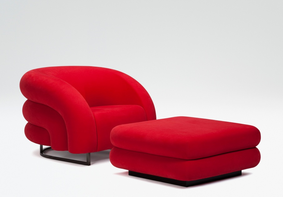 Armchair with pouf Baloon, Armani Casa