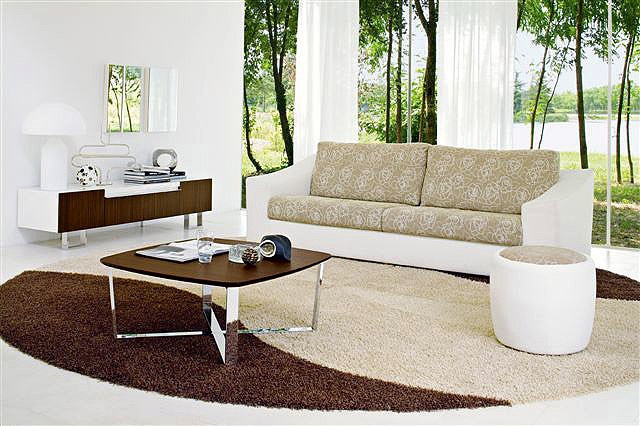 Three-seater sofa upholstered in leather or fabric, Pasha, Calligaris