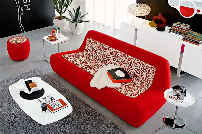 Three-seater sofa upholstered Rel X Calligaris