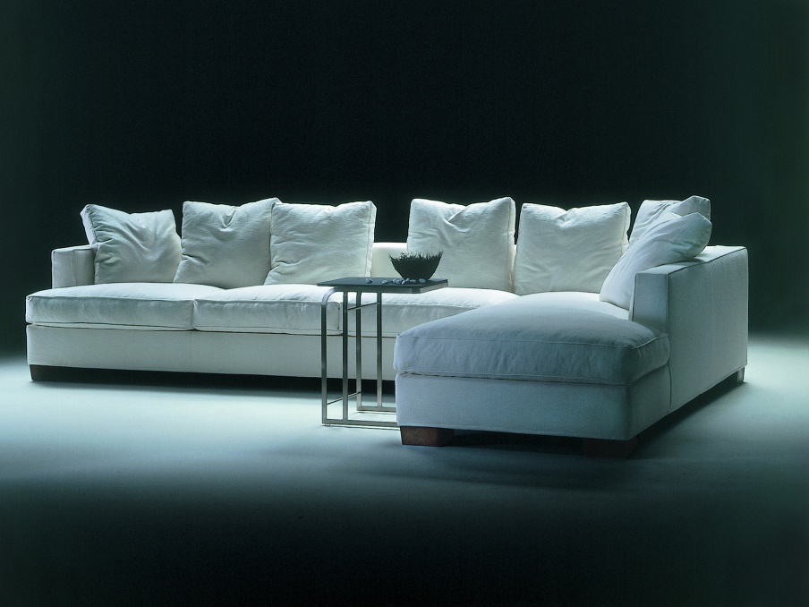 Modular sofa with wooden frame upholstered with leather or fabric Eros, Flexform