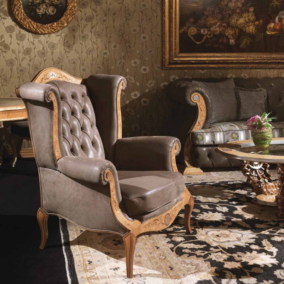 Chair in leather upholstery, Ezio Bellotti